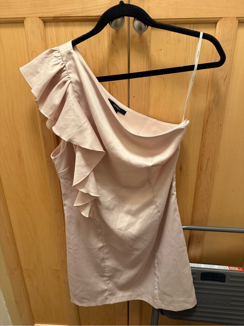 Forever 21 One-Shoulder Ruffle Mini Dress in Blush